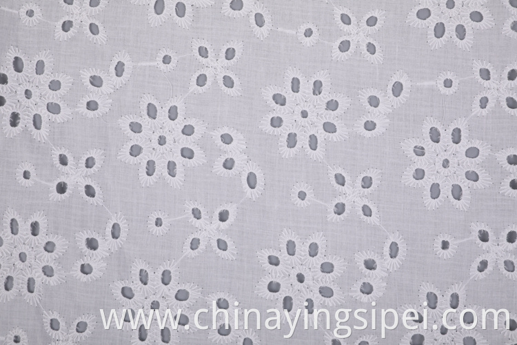 China suppliers woven 100 cotton white embroidered fabric prices for dresses